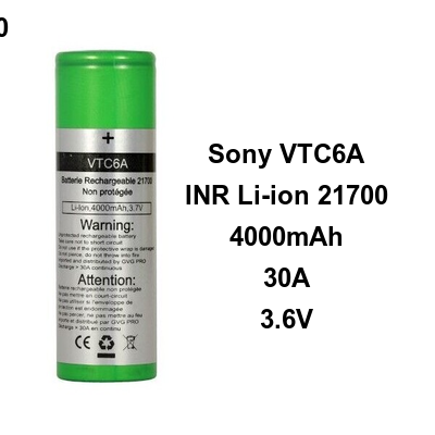 Sony 21700 VTC6A 4000mAh 30A Battery